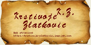 Krstivoje Zlatković vizit kartica